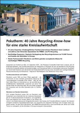Pressemeldung: Pekutherm - 40 Jahre Recycling-Know-how für eine starke Kreislaufwirtschaft